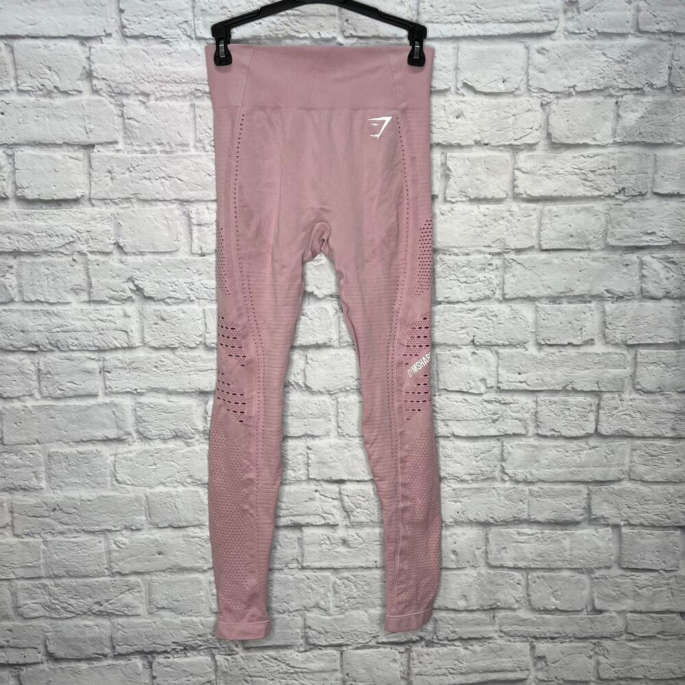 GYMSHARK Washed Lavender Flawless Knit Tight Leggings Pink Size S Dry Cutouts